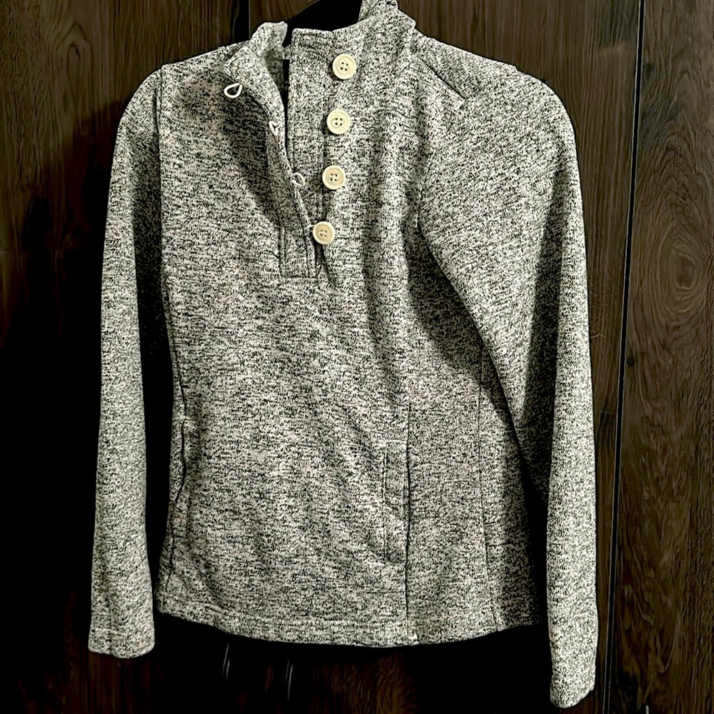Columbia Womens Small Gray Darling Days Pullover Sweatshirt Fleece Button Hood